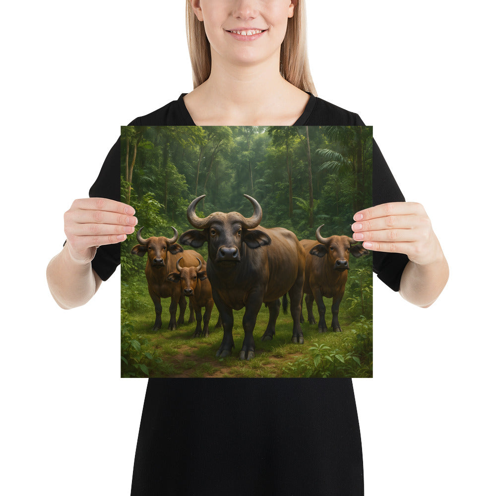 Waldbüffel Poster – Naturmotiv auf hochwertigem japanischem Papier