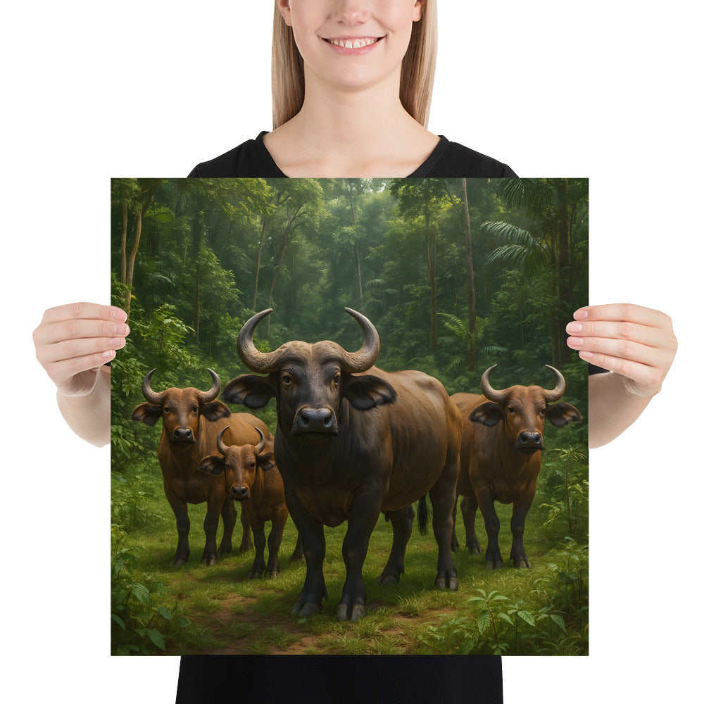Waldbüffel in der Wildnis – hochwertiger Druck auf Premiumpapier