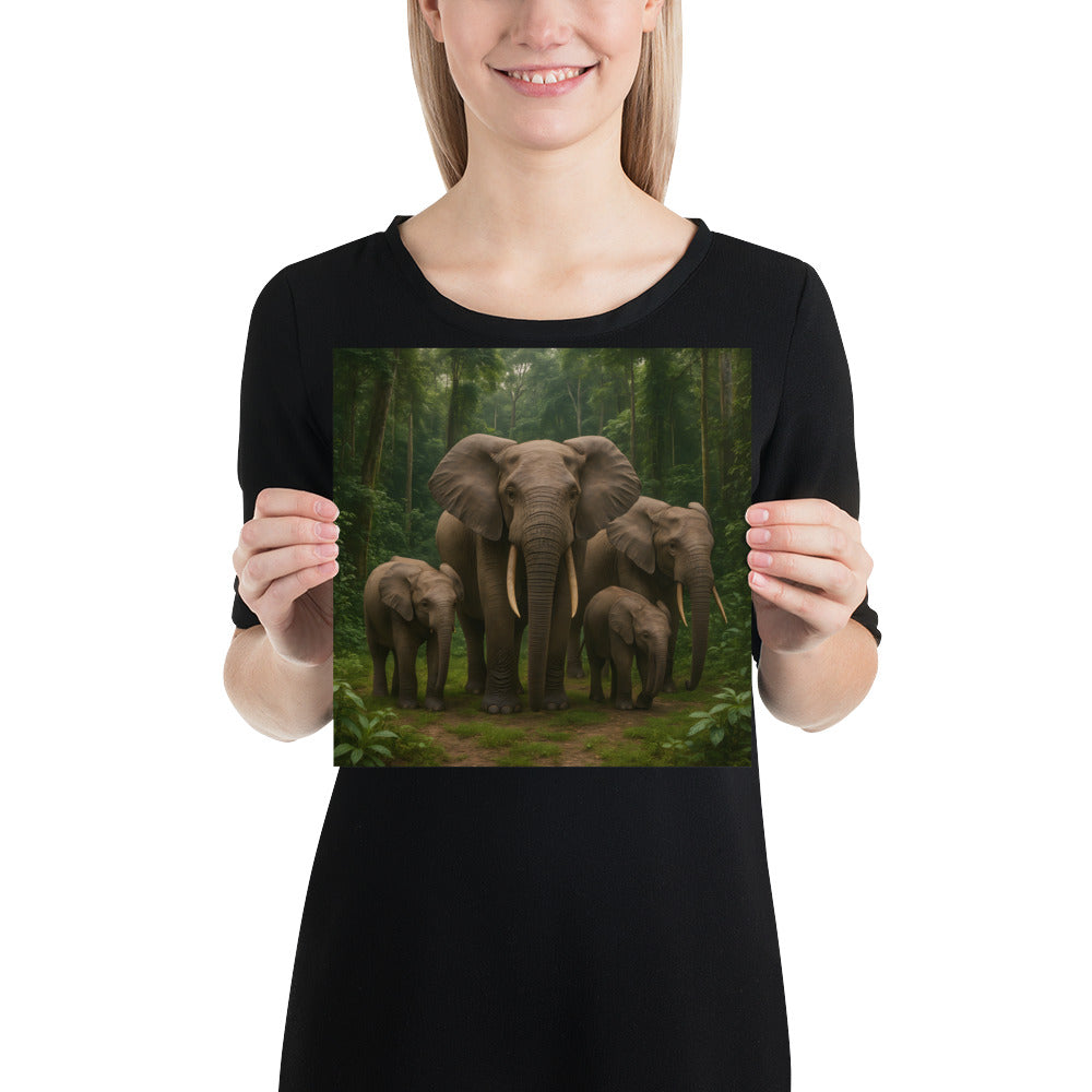 Wanddekoration mit Waldelefant Poster – moderne Naturkunst im Wohnzimmer