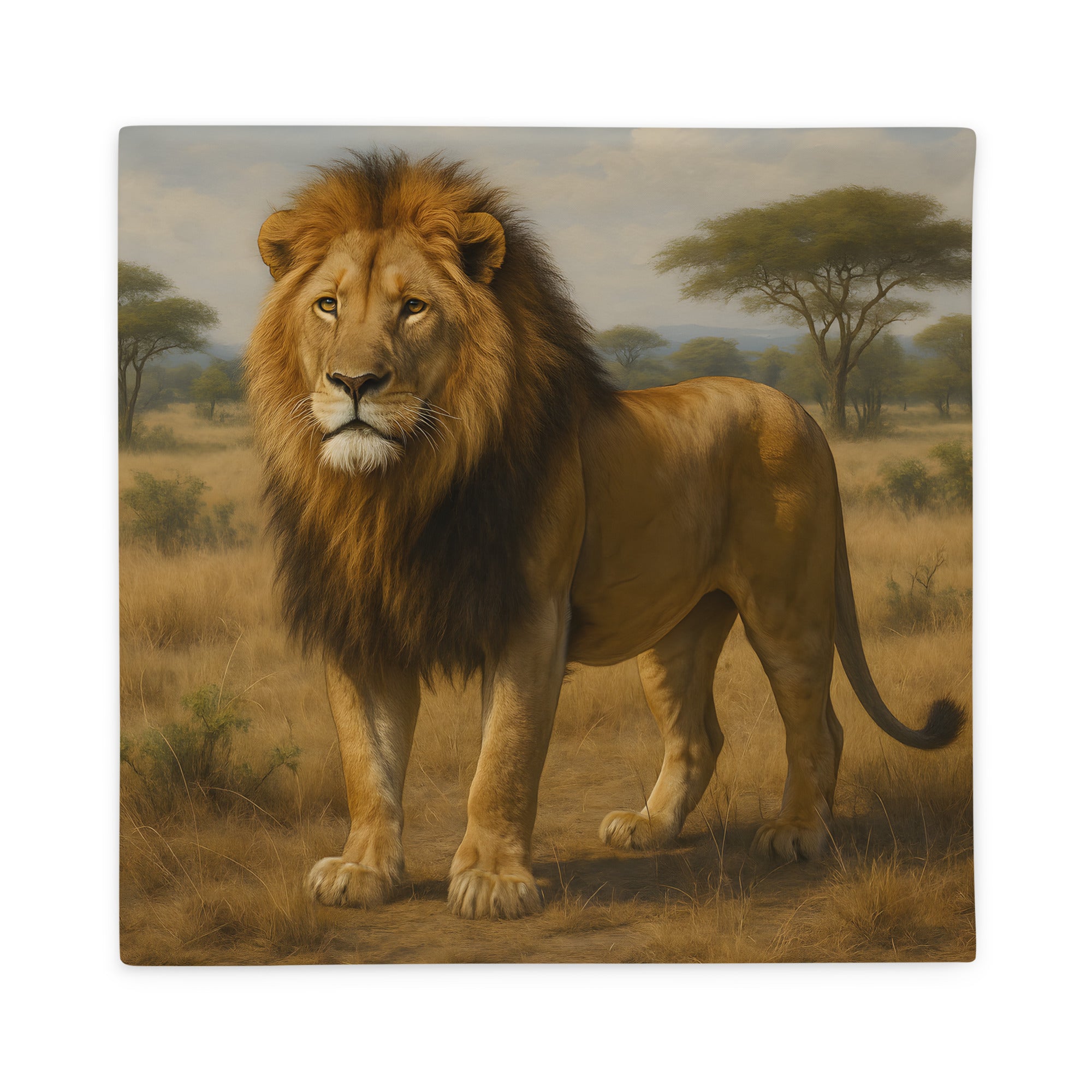 Waschbarer Kissenbezug mit Löwenmotiv in Nahaufnahme