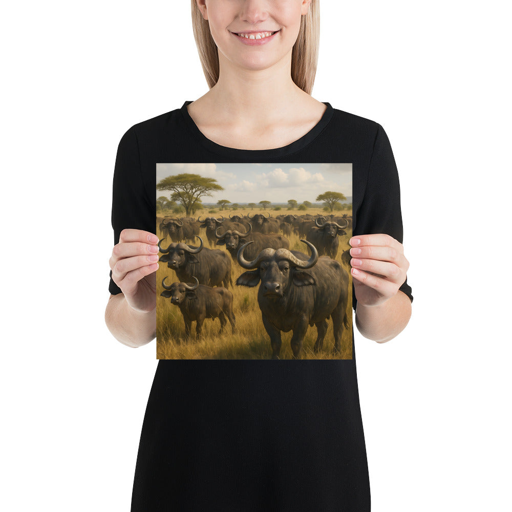 Wasserbüffel Wandbild – Nahaufnahme auf 189 g/m² Papier