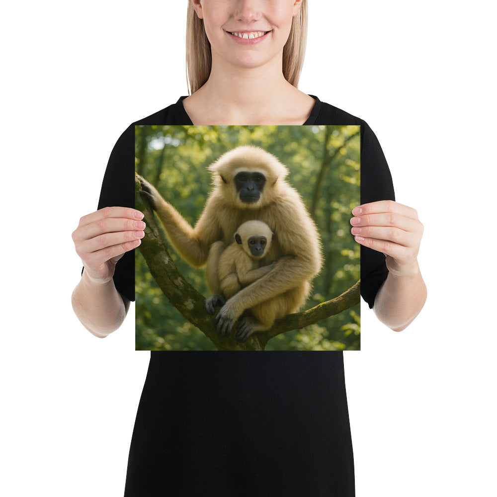 Weißhandgibbon Wandbild auf Premiumpapier