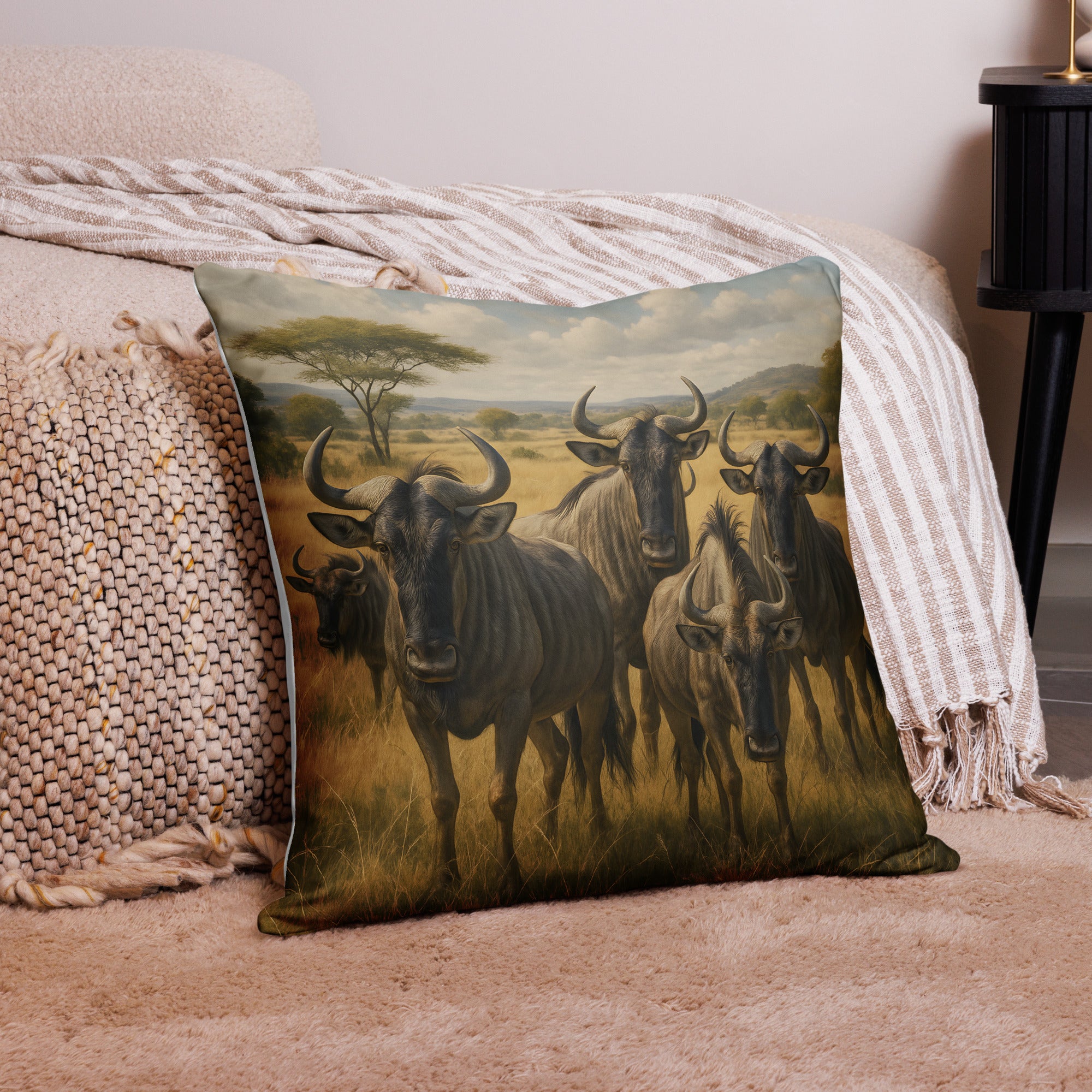 Weicher, maschinenwaschbarer Gnukissenbezug auf Sofa