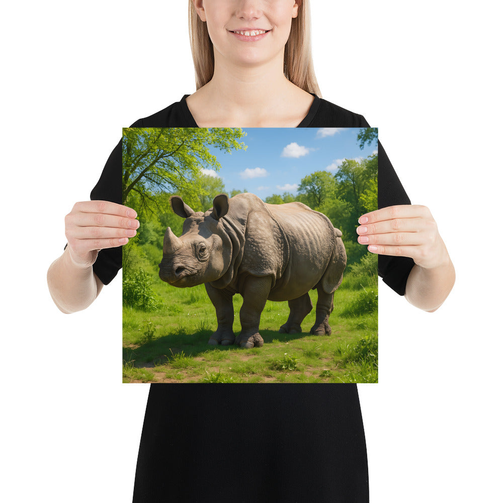 Wildlife Kunstdruck – Panzernashorn Illustration für moderne Wanddekoration