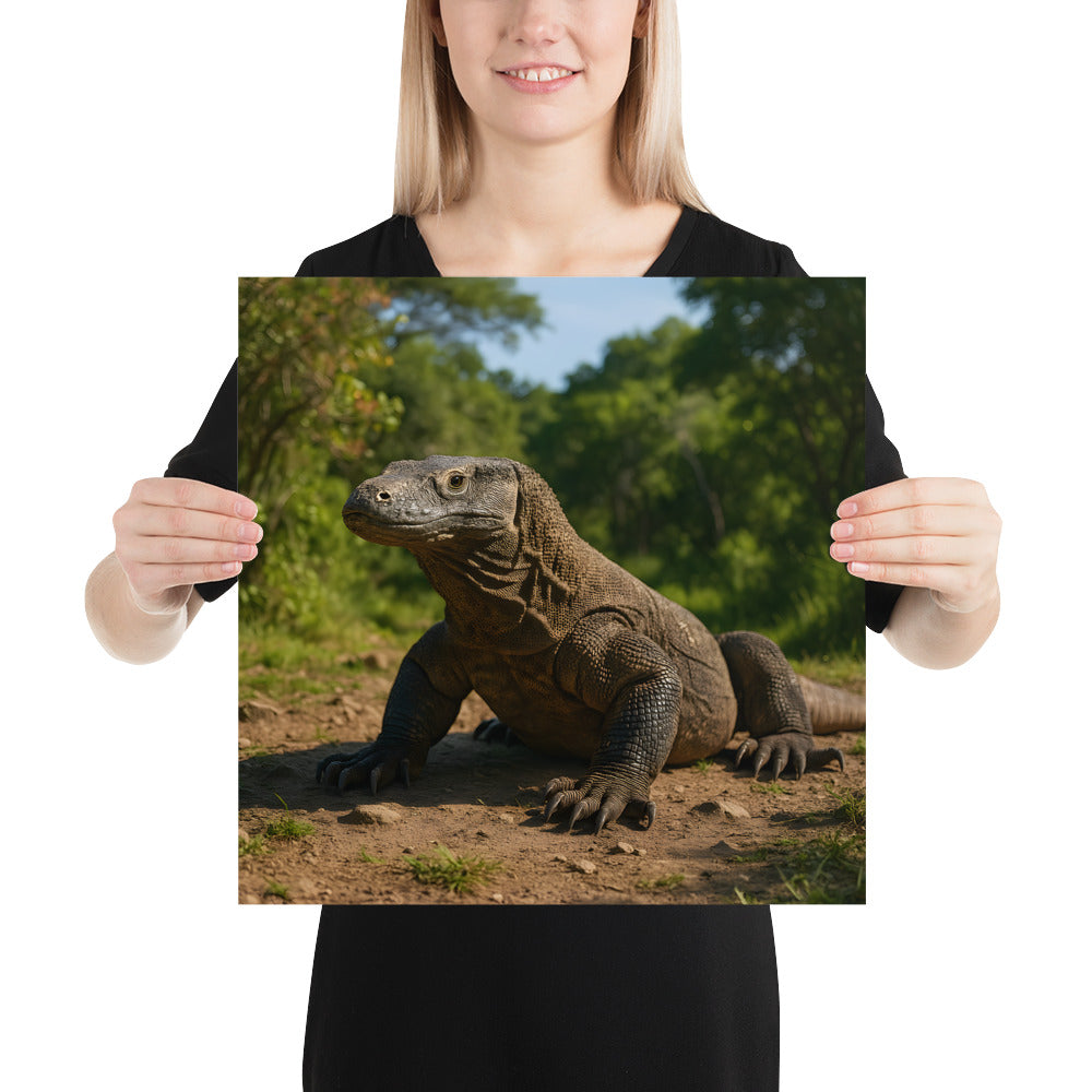 Wildlife Poster des Komodowarans mit scharfen Konturen und leuchtenden Farben