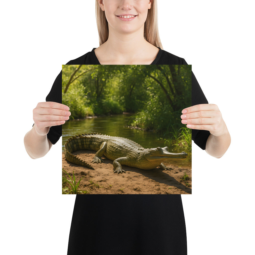 Wildlife Wandbild eines Gangesgavials auf japanischem Premiumpapier