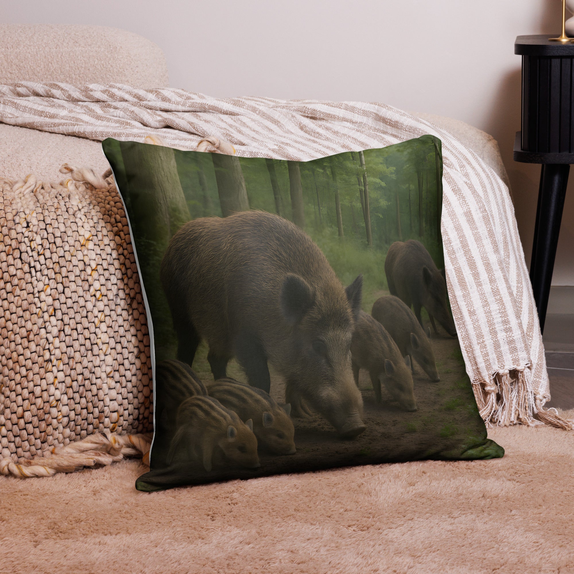 Wildschwein Kissenbezug aus Polyester – Vorderseite