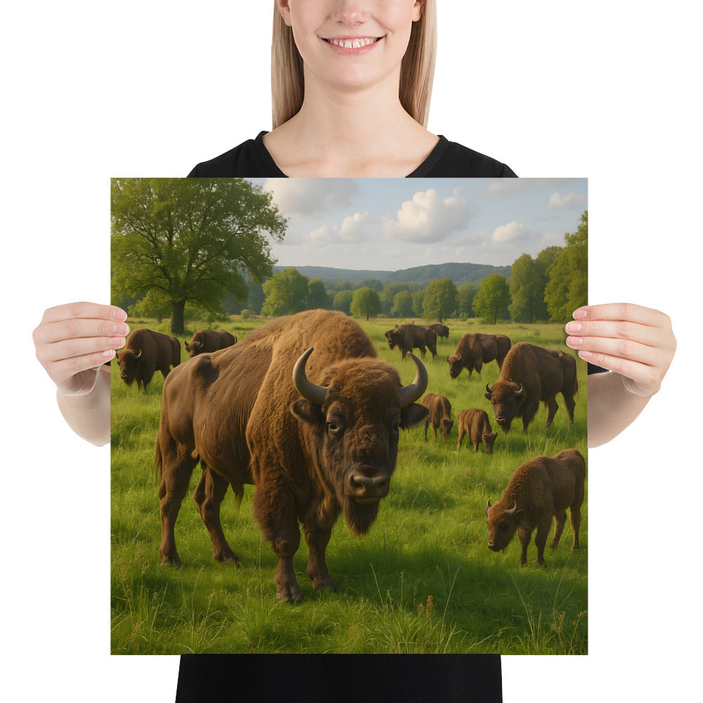 „Wisent Poster – realistischer Kunstdruck eines europäischen Wisents auf hochwertigem Papier“
