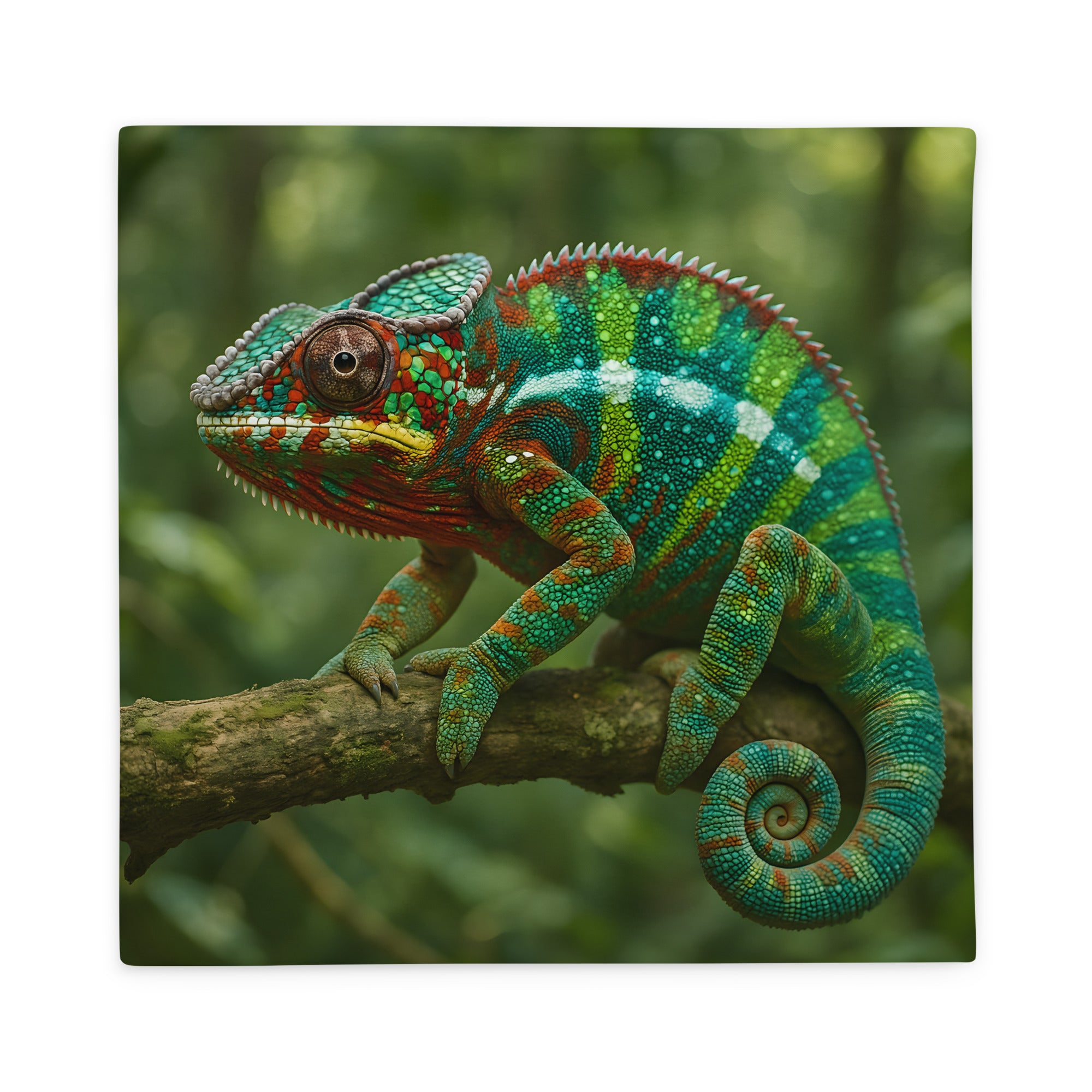 Wohnzimmer-Dekoration mit Chamäleon Kissenbezug in bunten Farben