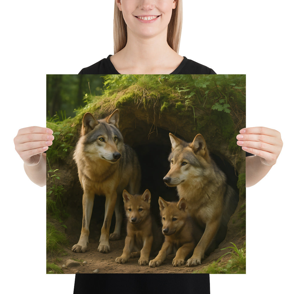 „Wolf im Profil als kunstvoller Premiumdruck“