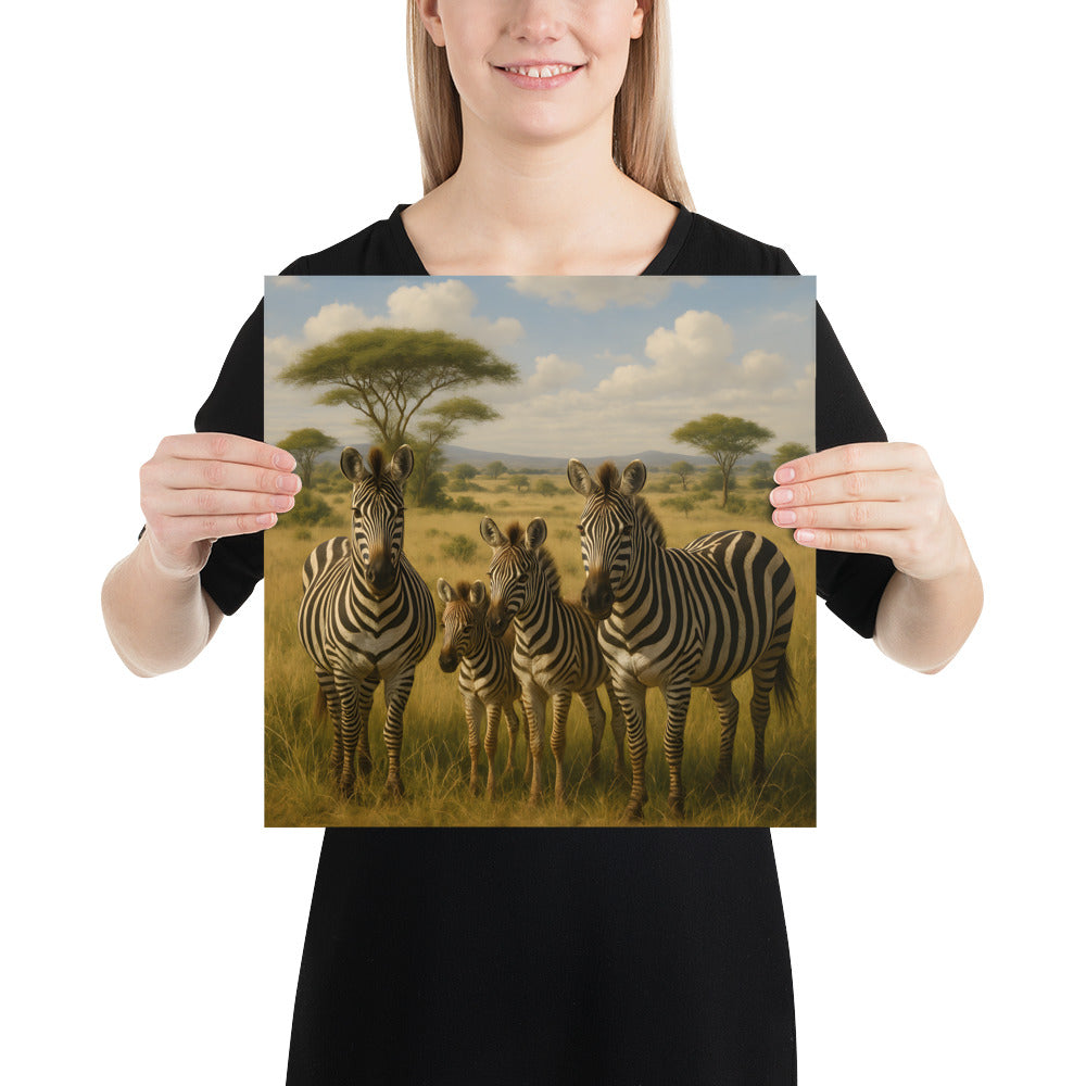 Zebra Poster – Schwarz-Weiß Kunstdruck auf Premiumpapier, elegante Wanddekoration