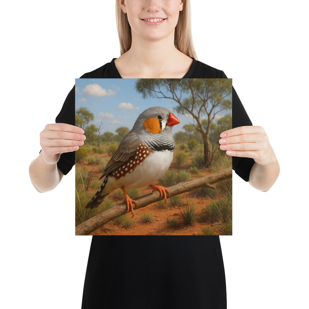 Zebrafink Kunstposter an Wand dekoriert – moderne Natur Wanddeko