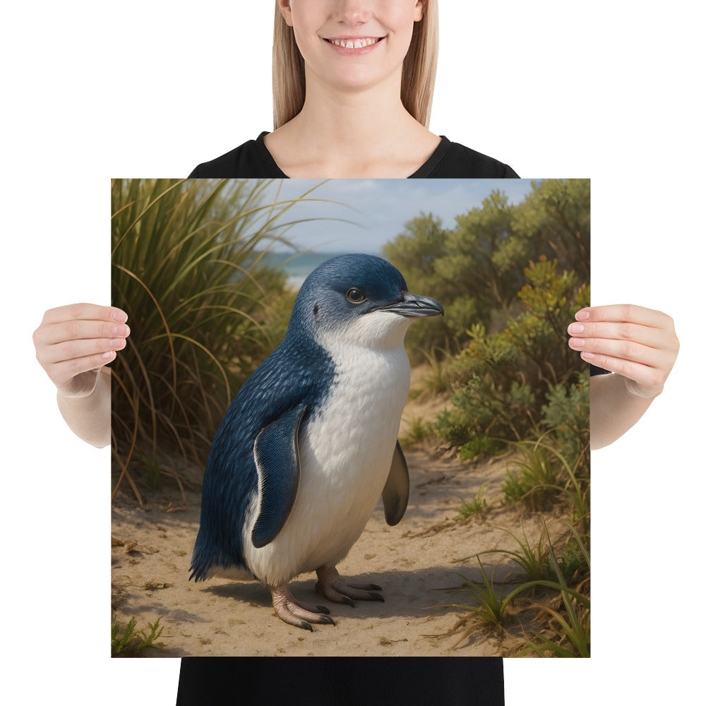 Zwergpinguin Illustration als hochwertiger Wanddruck auf glänzendem Papier