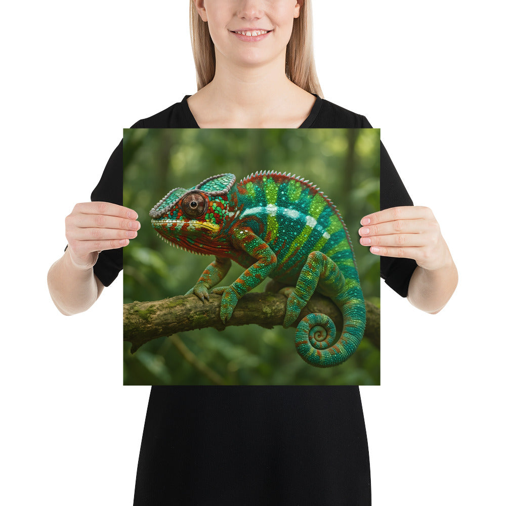 Farbenfrohes Chamäleon Poster – hochwertiger Kunstdruck auf japanischem Premiumpapier