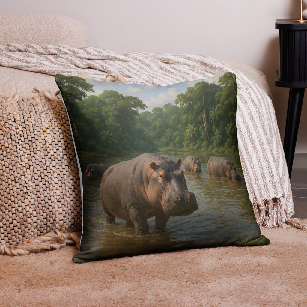 Flusspferd Kissenbezug auf Sofa als dekoratives Wohnaccessoire