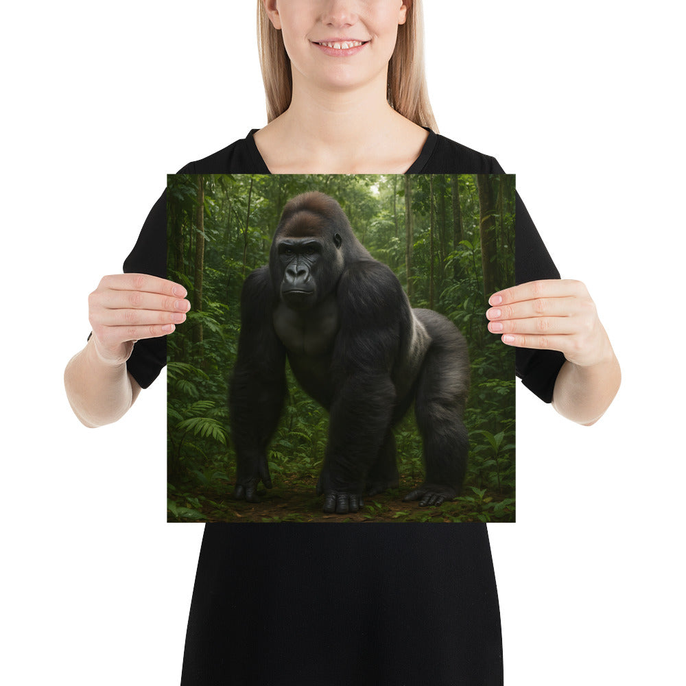 Gorilla Poster auf hochwertigem Papier – Tierkunst Druck für Wohnzimmer