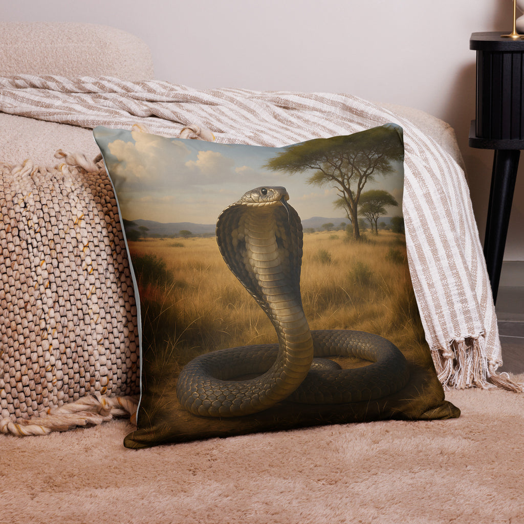 Kobrakissenbezug Vorderseite mit detailreichem Schlangenmuster aus Polyester