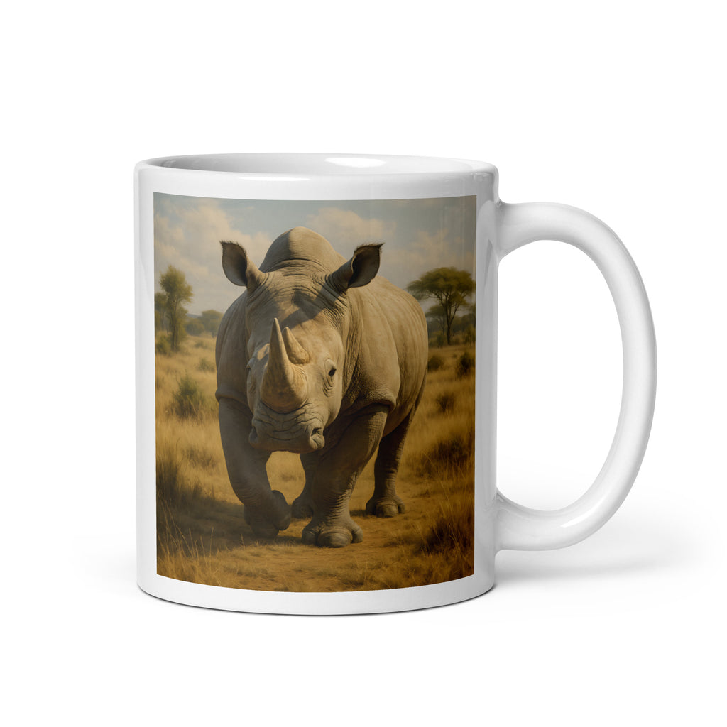 Nashorn Kaffeetasse aus Keramik – 11 oz Becher mit Rhino Motiv, spülmaschinenfest