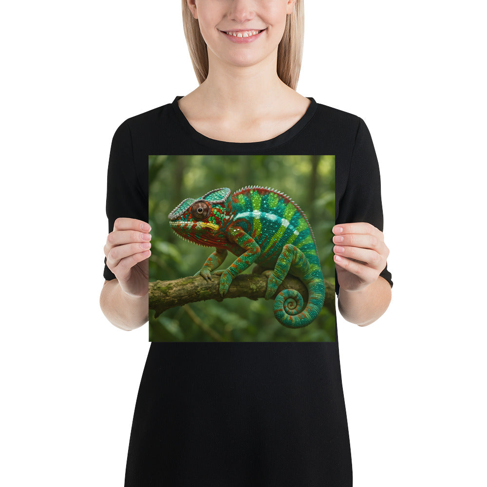 Detailansicht Chamäleon Poster – brillante Farben und feine Struktur auf Qualitätsdruckpapier