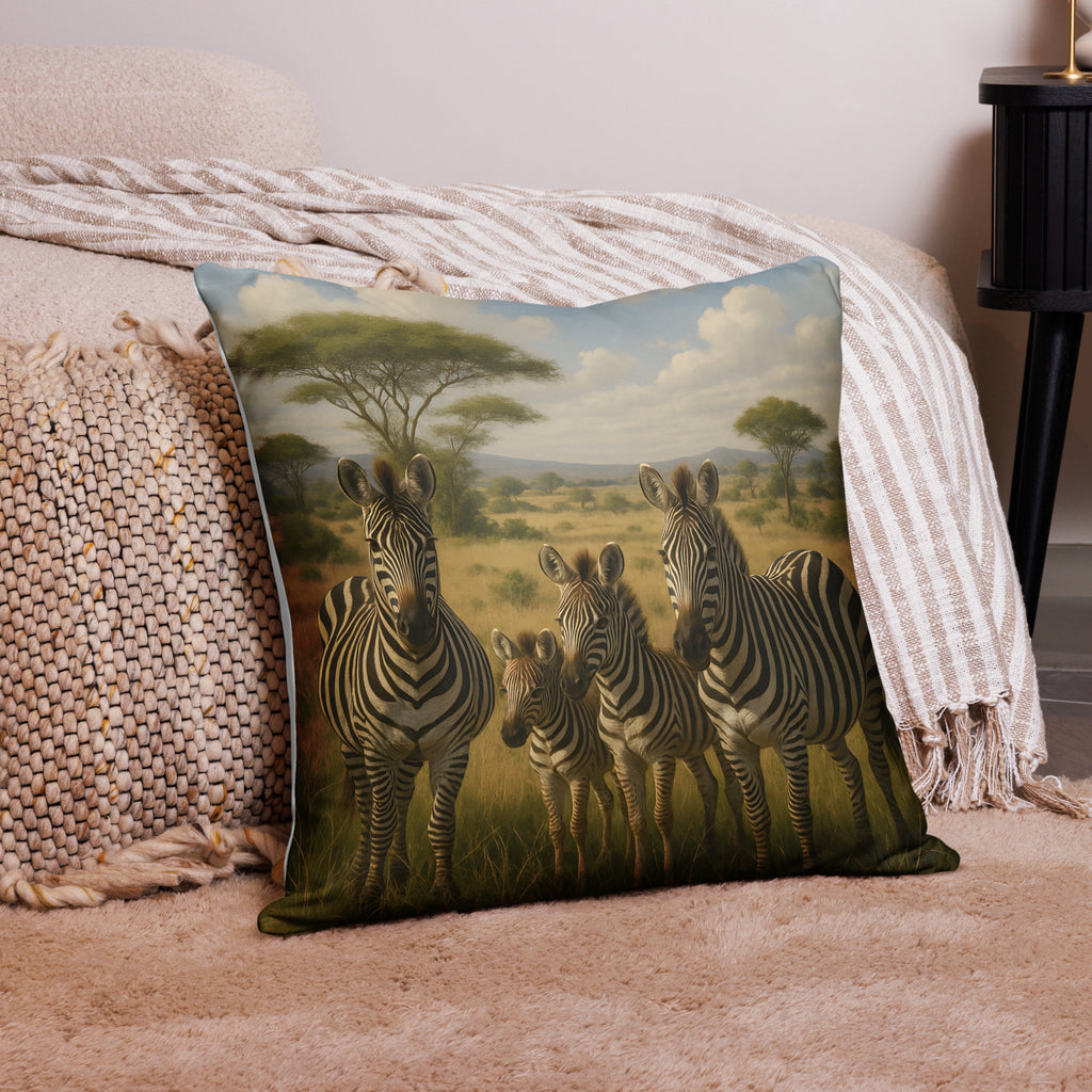 Schwarz-weißer Zebrakissenbezug als Wohnaccessoire im modernen Wohnzimmer